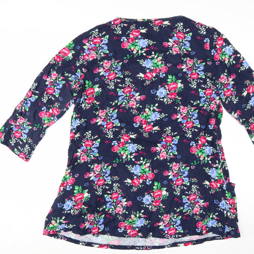 Country Rose Women's Multicoloured Floral Cotton 3/4 Sleeve Tunic Blouse M