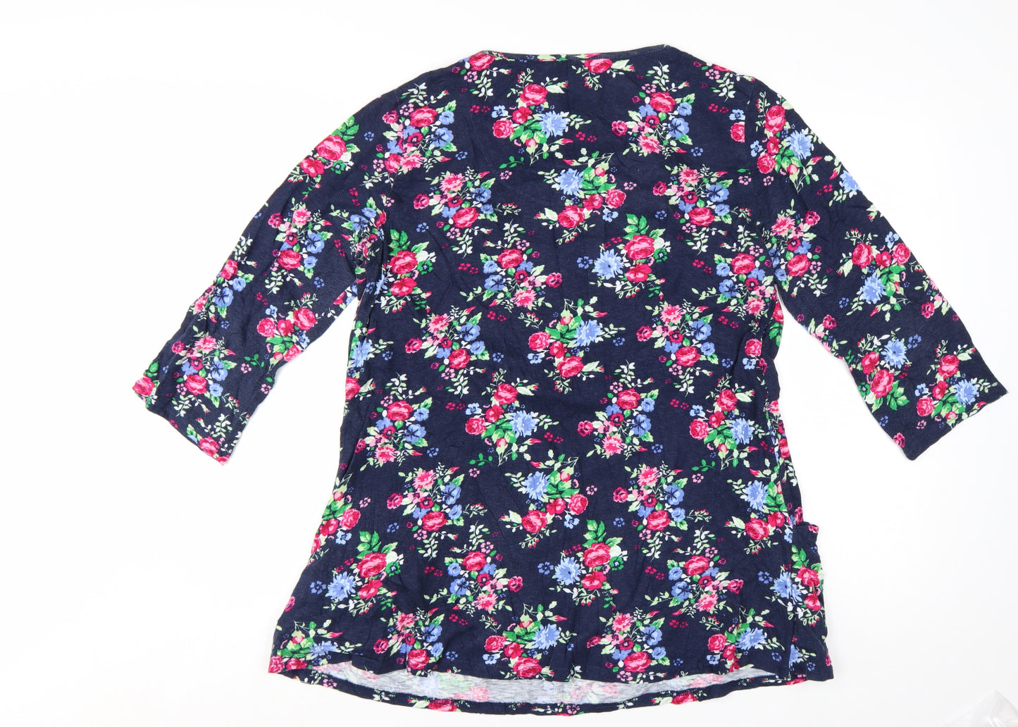 Country Rose Women's Multicoloured Floral Cotton 3/4 Sleeve Tunic Blouse M