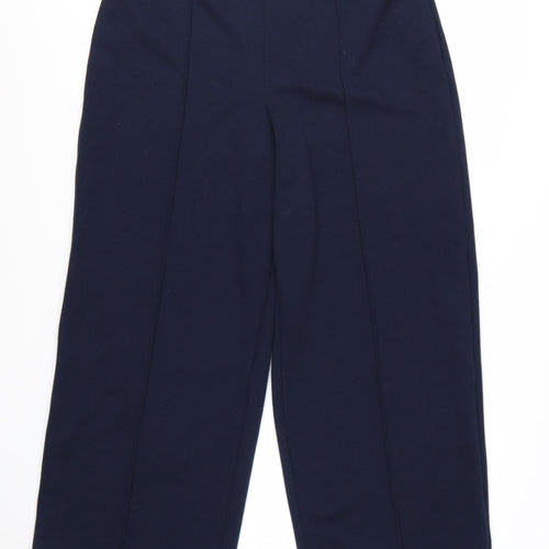 Marks and Spencer Women's Blue Wide-Leg Cropped Trousers Size 16