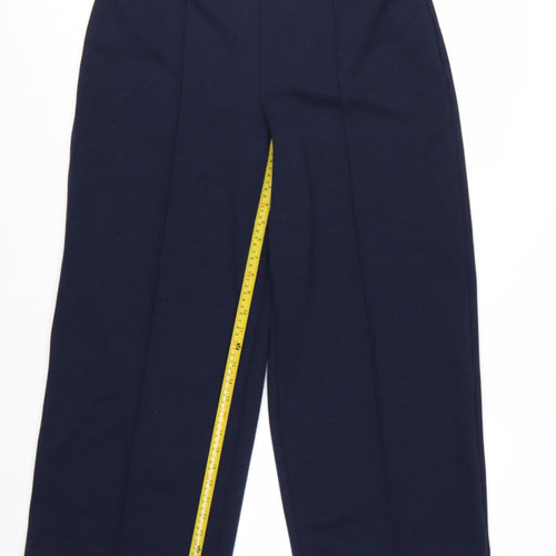 Marks and Spencer Women's Blue Wide-Leg Cropped Trousers Size 16