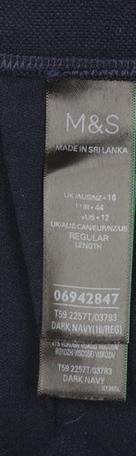 Marks and Spencer Women's Blue Wide-Leg Cropped Trousers Size 16