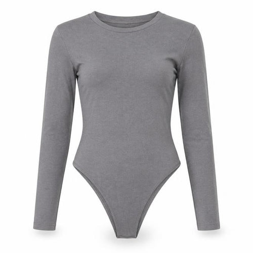 ZARA Women Grey Long Sleeve Bodysuit Size S Cotton Blend Stretch