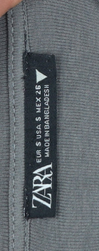 ZARA Women Grey Long Sleeve Bodysuit Size S Cotton Blend Stretch