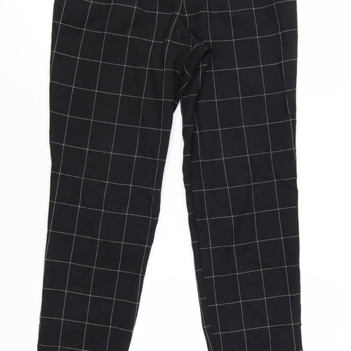Miss Selfridge Womens Black Check Tapered Trousers Size 6