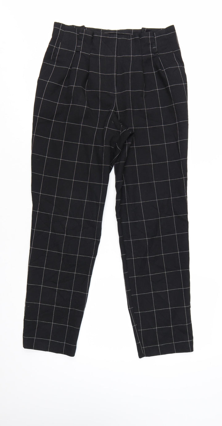 Miss Selfridge Womens Black Check Tapered Trousers Size 6