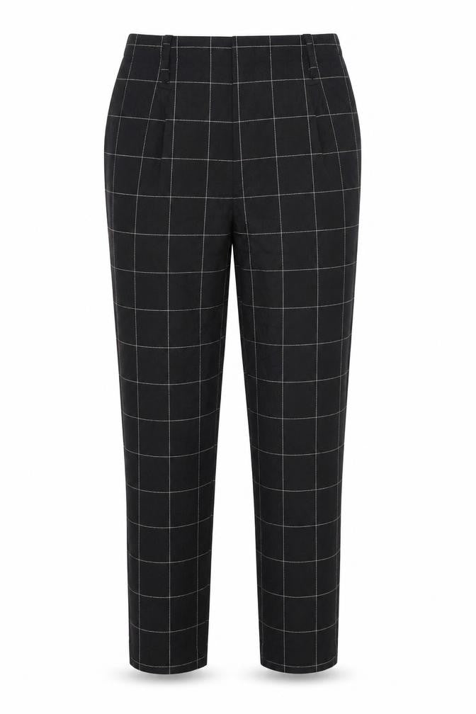 Miss Selfridge Womens Black Check Tapered Trousers Size 6