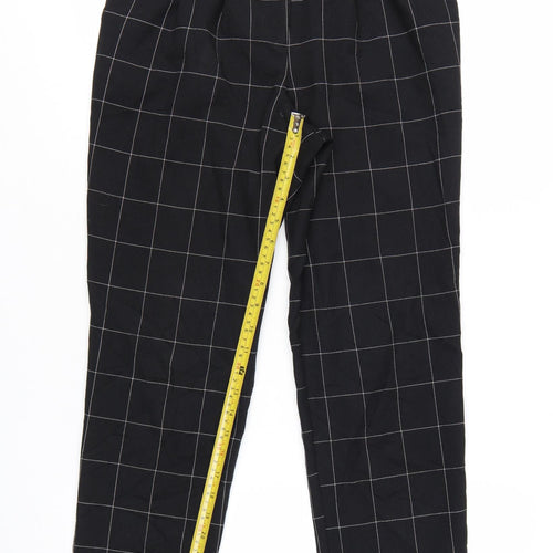 Miss Selfridge Womens Black Check Tapered Trousers Size 6