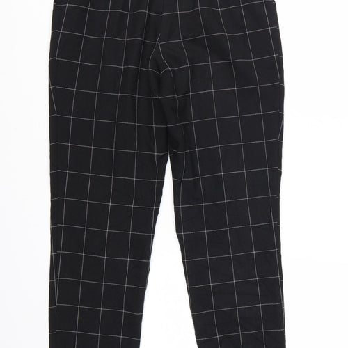 Miss Selfridge Womens Black Check Tapered Trousers Size 6