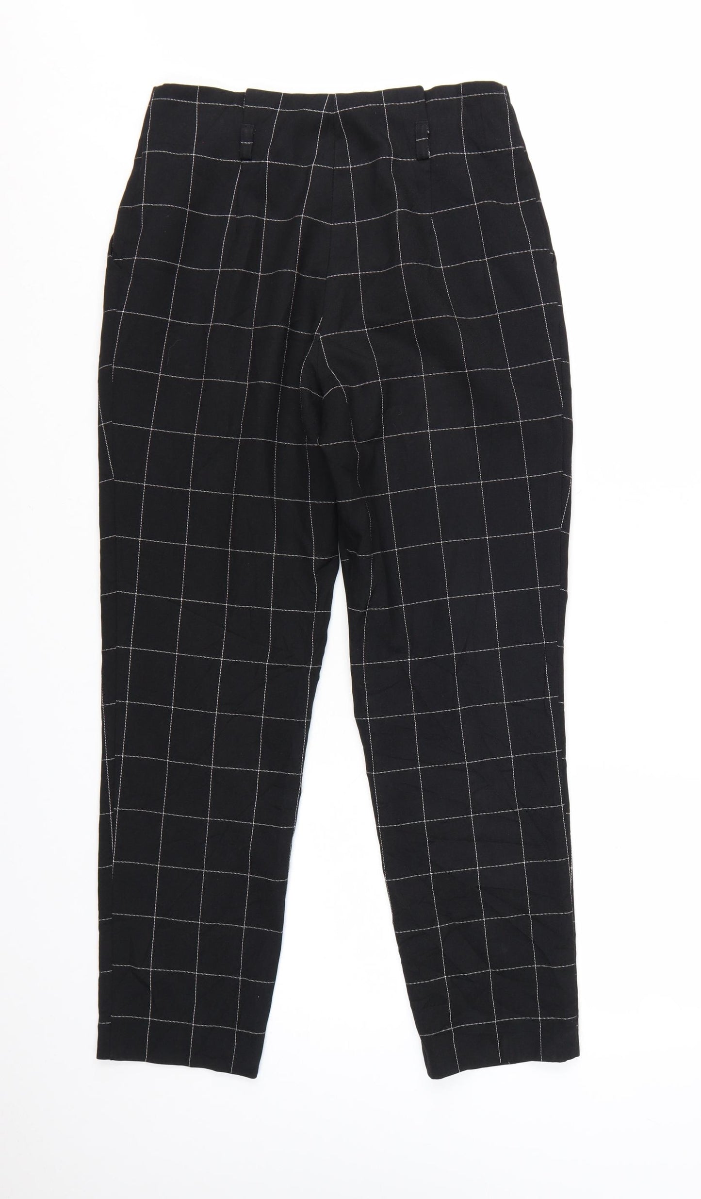 Miss Selfridge Womens Black Check Tapered Trousers Size 6