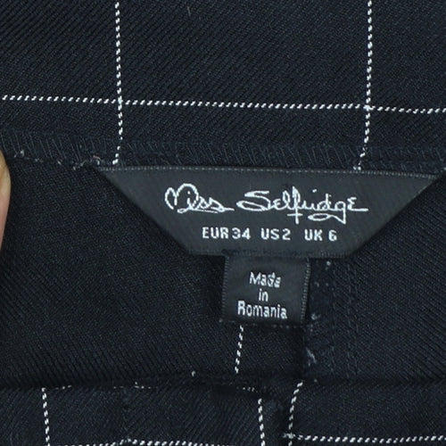 Miss Selfridge Womens Black Check Tapered Trousers Size 6