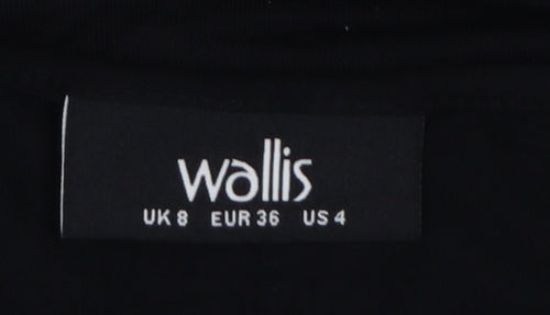 Wallis Women’s Black Lace Hem Tunic Blouse UK 8 Viscose Mix 3/4 Sleeve
