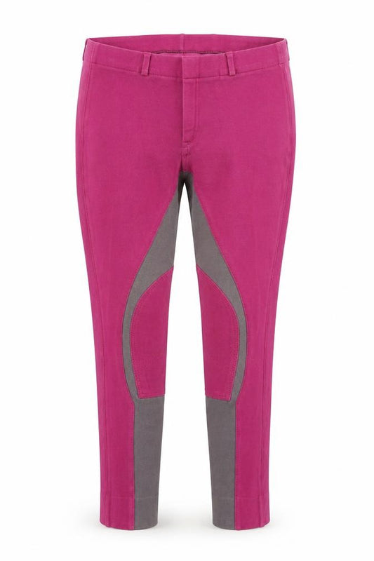 Front view of Dublin women’s magenta cotton blend riding breeches eu 40 uk 12