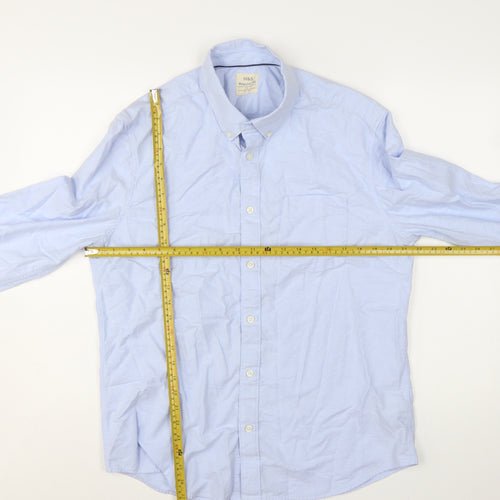 Marks and Spencer Men’s Blue Regular Fit Cotton Button-Up Shirt L