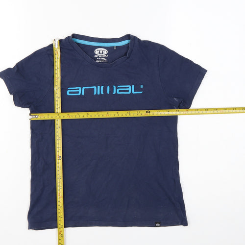 Animal Boys Blue 9-10 Years Cotton Crew Neck Short Sleeve T-Shirt