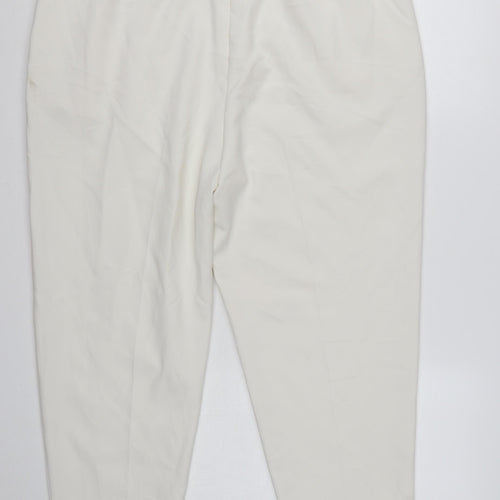 Marks and Spencer Women Ivory Trousers Size 20 Regular Polyester Blend Smart Style