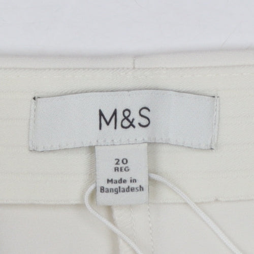 Marks and Spencer Women Ivory Trousers Size 20 Regular Polyester Blend Smart Style