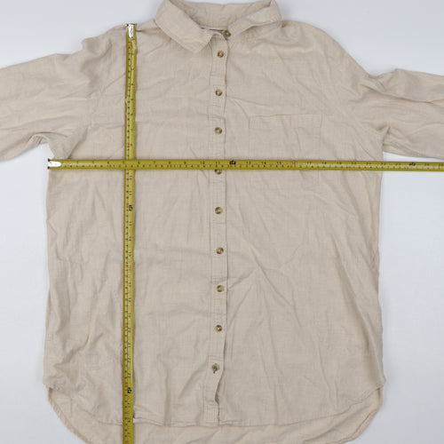 Fat Face Womens Beige Button-Up Long Sleeve Cotton Shirt Size 16