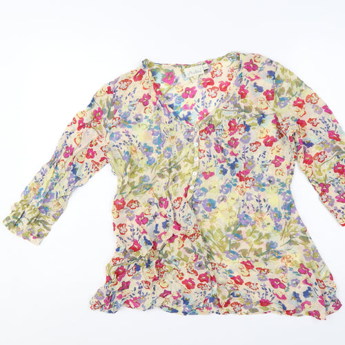 Adini Women’s Multicoloured Floral Cotton Tunic Blouse S