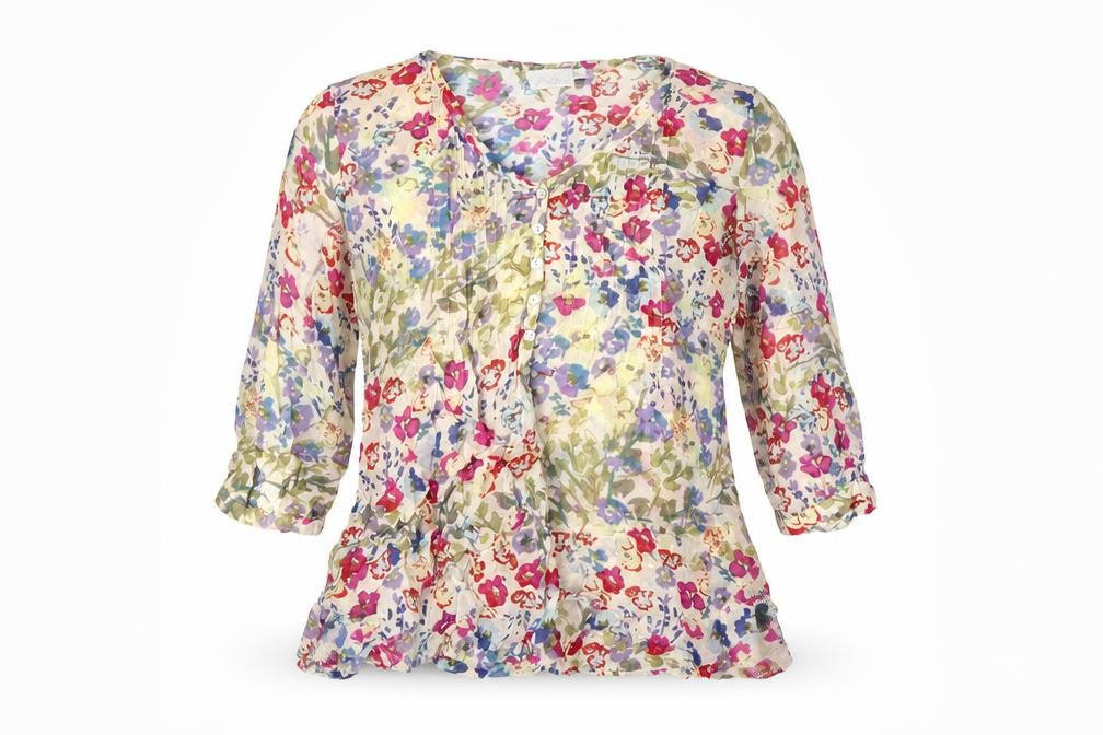 Front view of Adini Women’s Multicoloured Floral Cotton Tunic Blouse S
