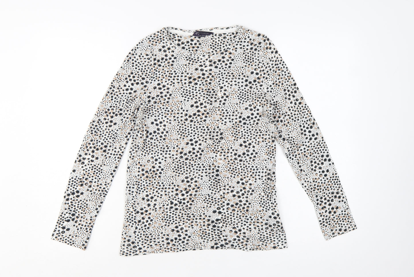 Marks and Spencer Womens Multicoloured Star Print Cotton Long Sleeve T-Shirt Size 12
