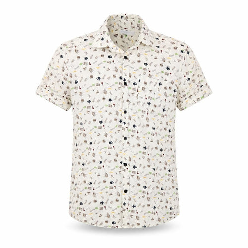 Tailored Originals Men's White Graphic Print Cotton Short Sleeve Shirt M