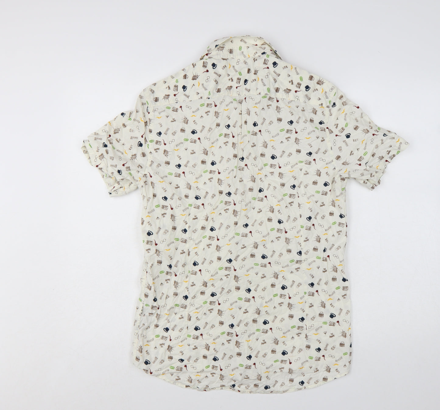 Tailored Originals Men's White Graphic Print Cotton Short Sleeve Shirt M