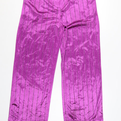 Jaded London Women’s Purple Sequin Wide-Leg Trousers Size M