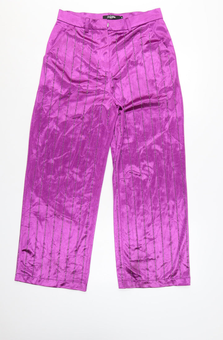 Jaded London Women’s Purple Sequin Wide-Leg Trousers Size M