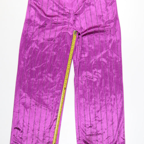 Jaded London Women’s Purple Sequin Wide-Leg Trousers Size M