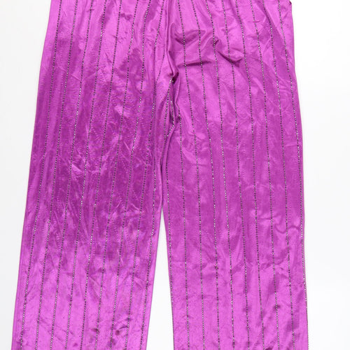 Jaded London Women’s Purple Sequin Wide-Leg Trousers Size M