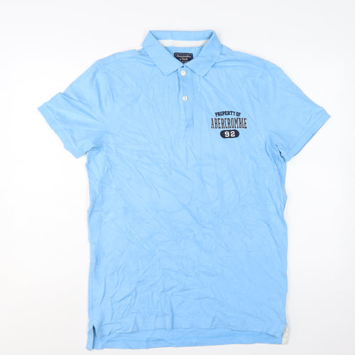 Abercrombie & Fitch Men's Blue Slim Fit Cotton Polo Shirt M