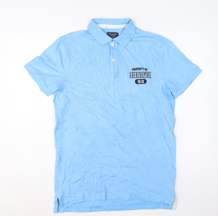 Abercrombie & Fitch Men's Blue Slim Fit Cotton Polo Shirt M