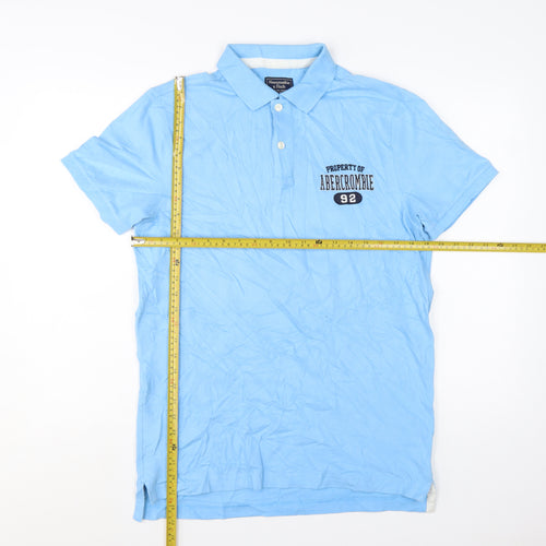 Abercrombie & Fitch Men's Blue Slim Fit Cotton Polo Shirt M