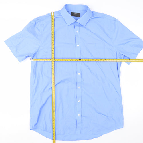 Marks and Spencer Men's Blue Tailored Short Sleeve Dress Shirt 17in