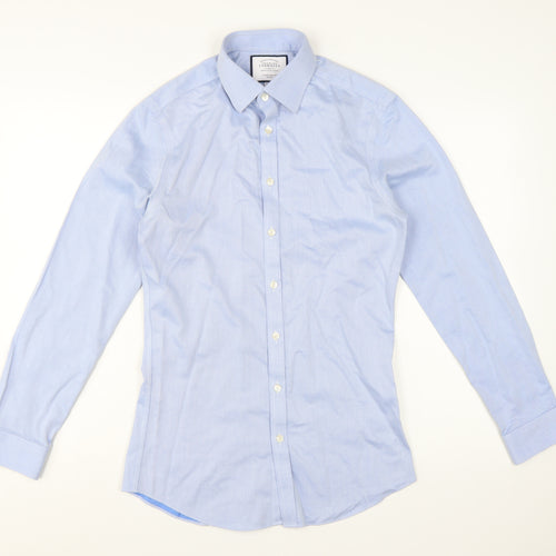 Charles Tyrwhitt Men's Blue 14.5 Super Slim Fit Non-Iron Cotton Dress Shirt