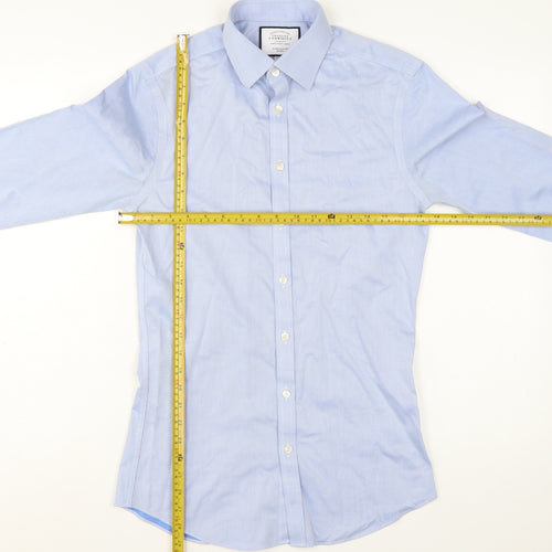 Charles Tyrwhitt Men's Blue 14.5 Super Slim Fit Non-Iron Cotton Dress Shirt