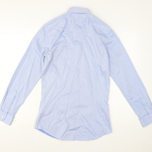 Charles Tyrwhitt Men's Blue 14.5 Super Slim Fit Non-Iron Cotton Dress Shirt