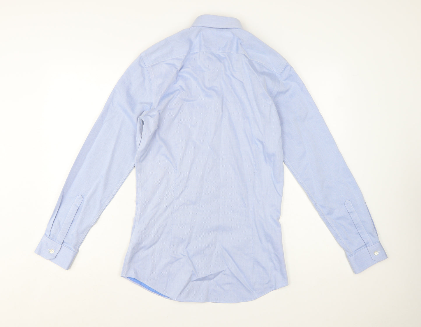 Charles Tyrwhitt Men's Blue 14.5 Super Slim Fit Non-Iron Cotton Dress Shirt