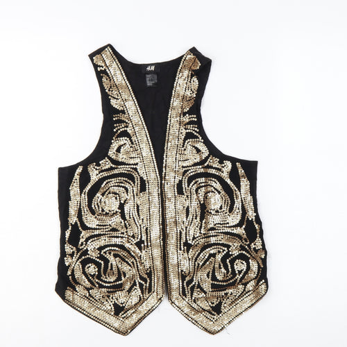H&M Women’s Black Gold Sequin Beaded Sleeveless Party Tank Top Size S