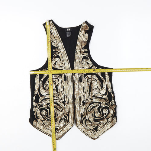 H&M Women’s Black Gold Sequin Beaded Sleeveless Party Tank Top Size S