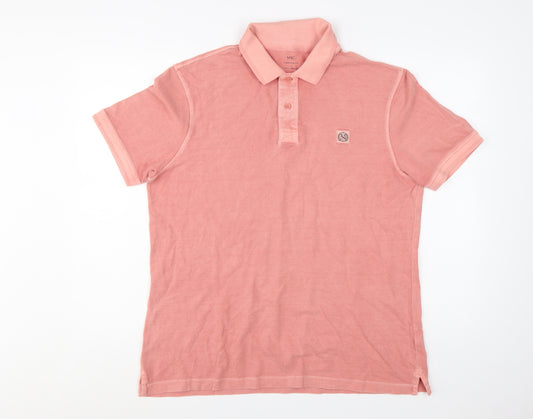 Marks and Spencer Men's Pink Cotton Polo Shirt Size L Regular