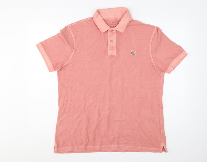 Marks and Spencer Men's Pink Cotton Polo Shirt Size L Regular