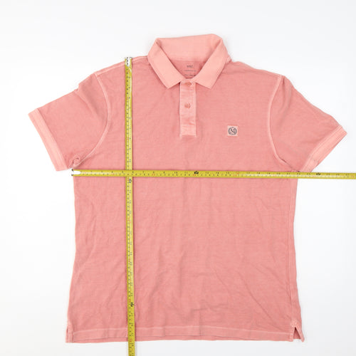 Marks and Spencer Men's Pink Cotton Polo Shirt Size L Regular