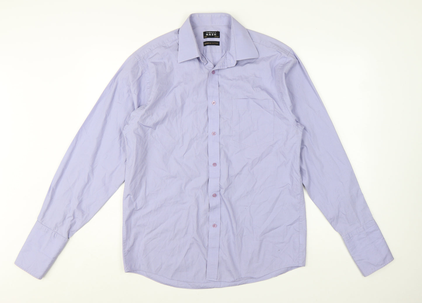 Thomas Nash Men's Lilac Long Sleeve Slim Fit Dress Shirt 15.5in 39cm