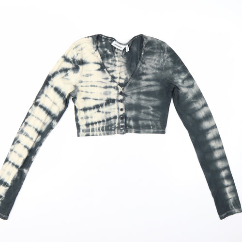 Weekday Womens Multicoloured Tie-Dye Cropped Button-Up Top Size S
