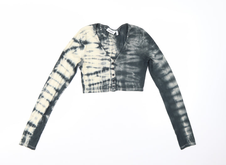 Weekday Womens Multicoloured Tie-Dye Cropped Button-Up Top Size S