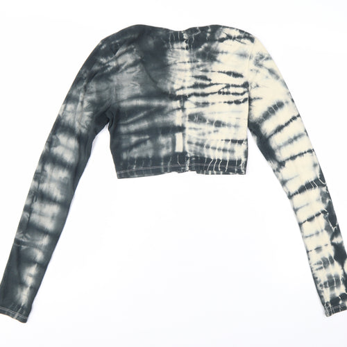Weekday Womens Multicoloured Tie-Dye Cropped Button-Up Top Size S