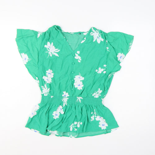 Marks and Spencer Women’s Green Floral V-Neck Tunic Blouse Size 10