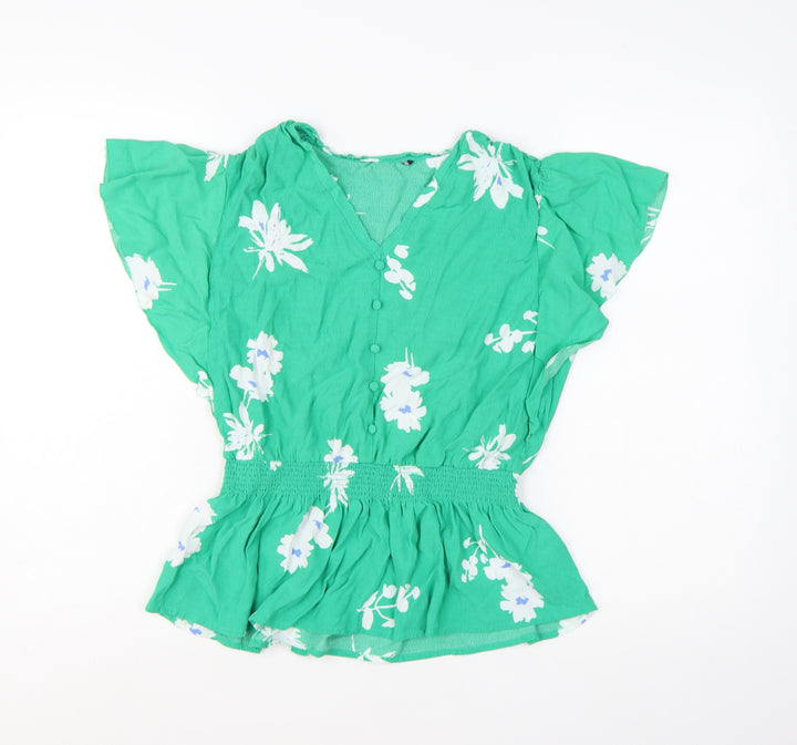 Marks and Spencer Women’s Green Floral V-Neck Tunic Blouse Size 10