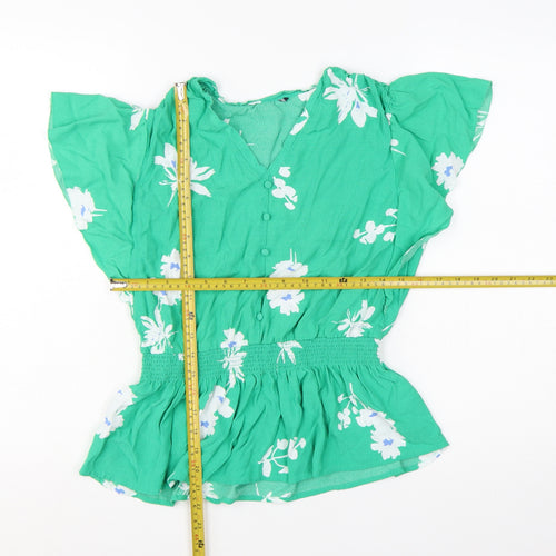 Marks and Spencer Women’s Green Floral V-Neck Tunic Blouse Size 10